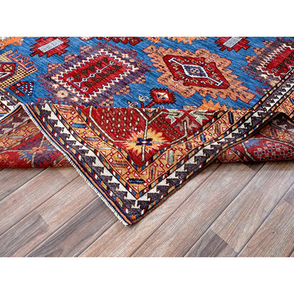 Kazak Wool Hand Knotted Rug Blue 8.2x9.9 -O0549