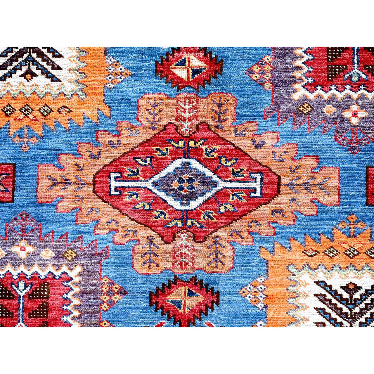 Kazak Wool Hand Knotted Rug Blue 8.2x9.9 -O0549