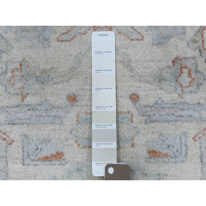 Oushak And Peshawar Wool Hand Knotted Rug Ivory Ivory 2.7X9.7 -O055026