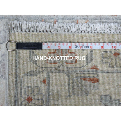 Oushak And Peshawar Wool Hand Knotted Rug Ivory Ivory 2.7X9.7 -O055026