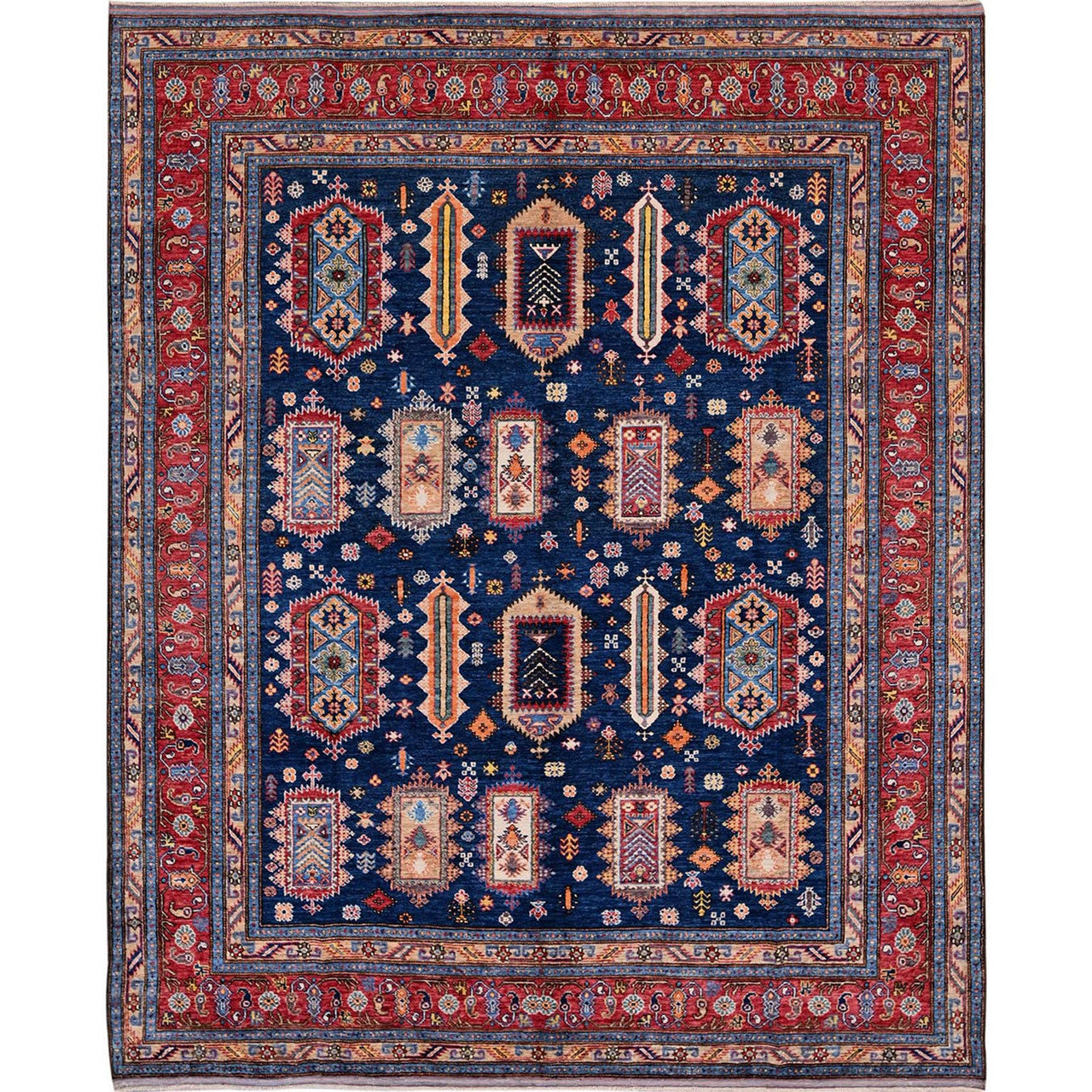 Kazak Wool Hand Knotted Rug Blue 8.3x9.10 -O0550
