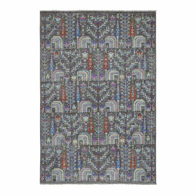 Transitional Wool Hand Knotted Rug Grey No Border 6.0X8.10 -O055105