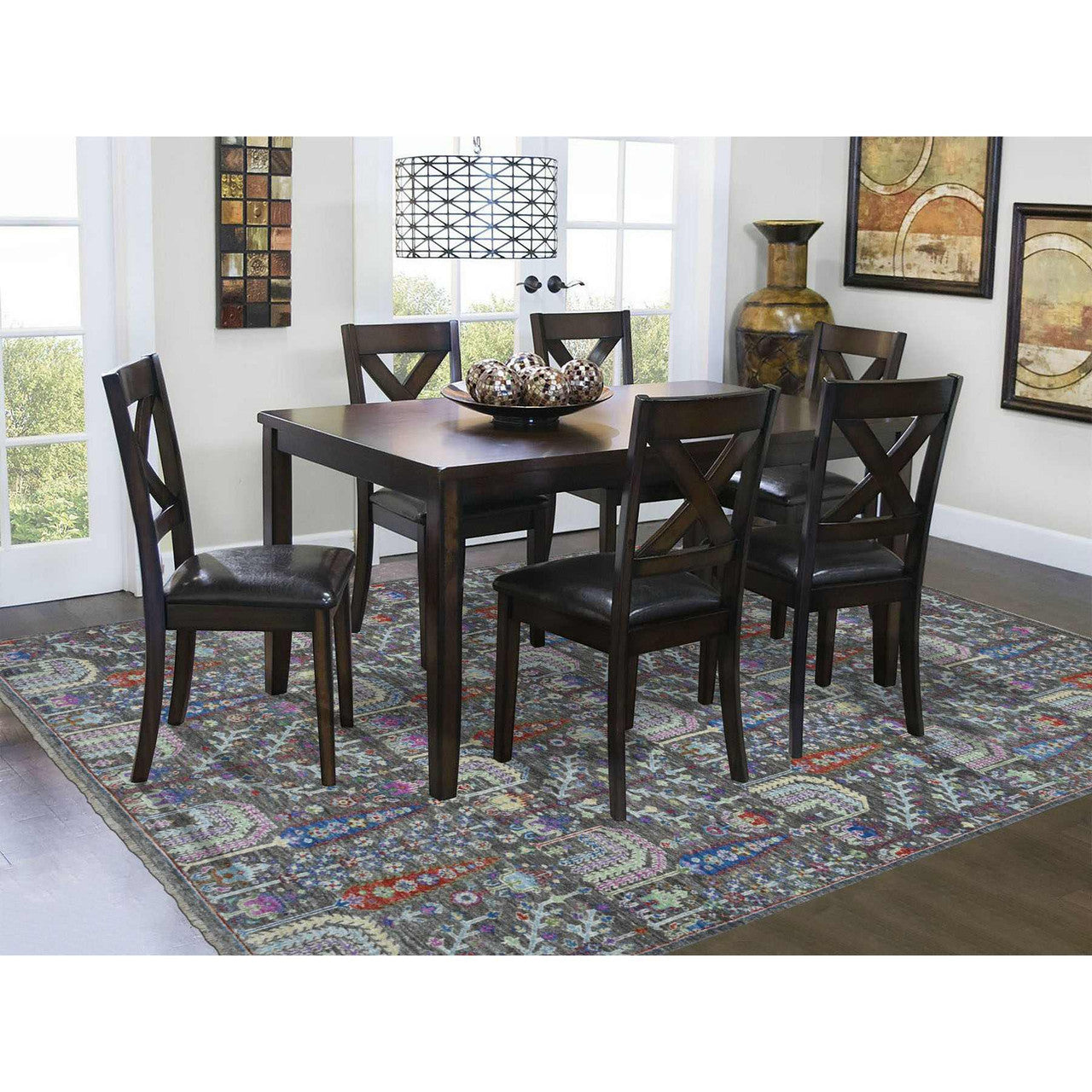 Transitional Wool Hand Knotted Rug Grey No Border 6.0X8.10 -O055105