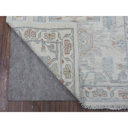 Oushak And Peshawar Wool Hand Knotted Rug Ivory Ivory 2.6X9.10 -O055147