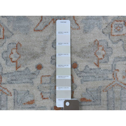 Oushak And Peshawar Wool Hand Knotted Rug Ivory Ivory 2.6X9.10 -O055147
