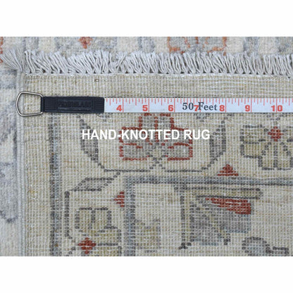 Oushak And Peshawar Wool Hand Knotted Rug Ivory Ivory 2.6X9.10 -O055147