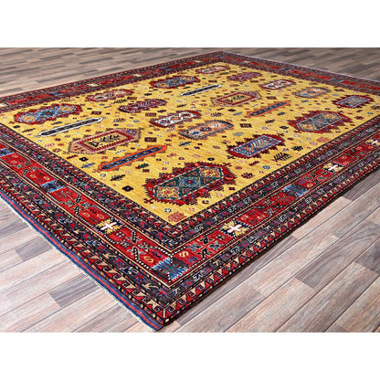 Kazak Wool Hand Knotted Rug Yellow 8.3x9.8 -O0551