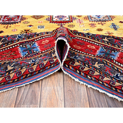 Kazak Wool Hand Knotted Rug Yellow 8.3x9.8 -O0551