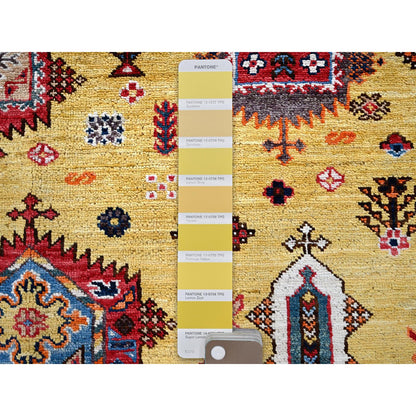Kazak Wool Hand Knotted Rug Yellow 8.3x9.8 -O0551