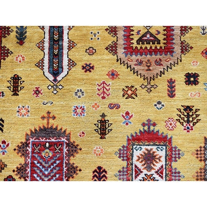 Kazak Wool Hand Knotted Rug Yellow 8.3x9.8 -O0551