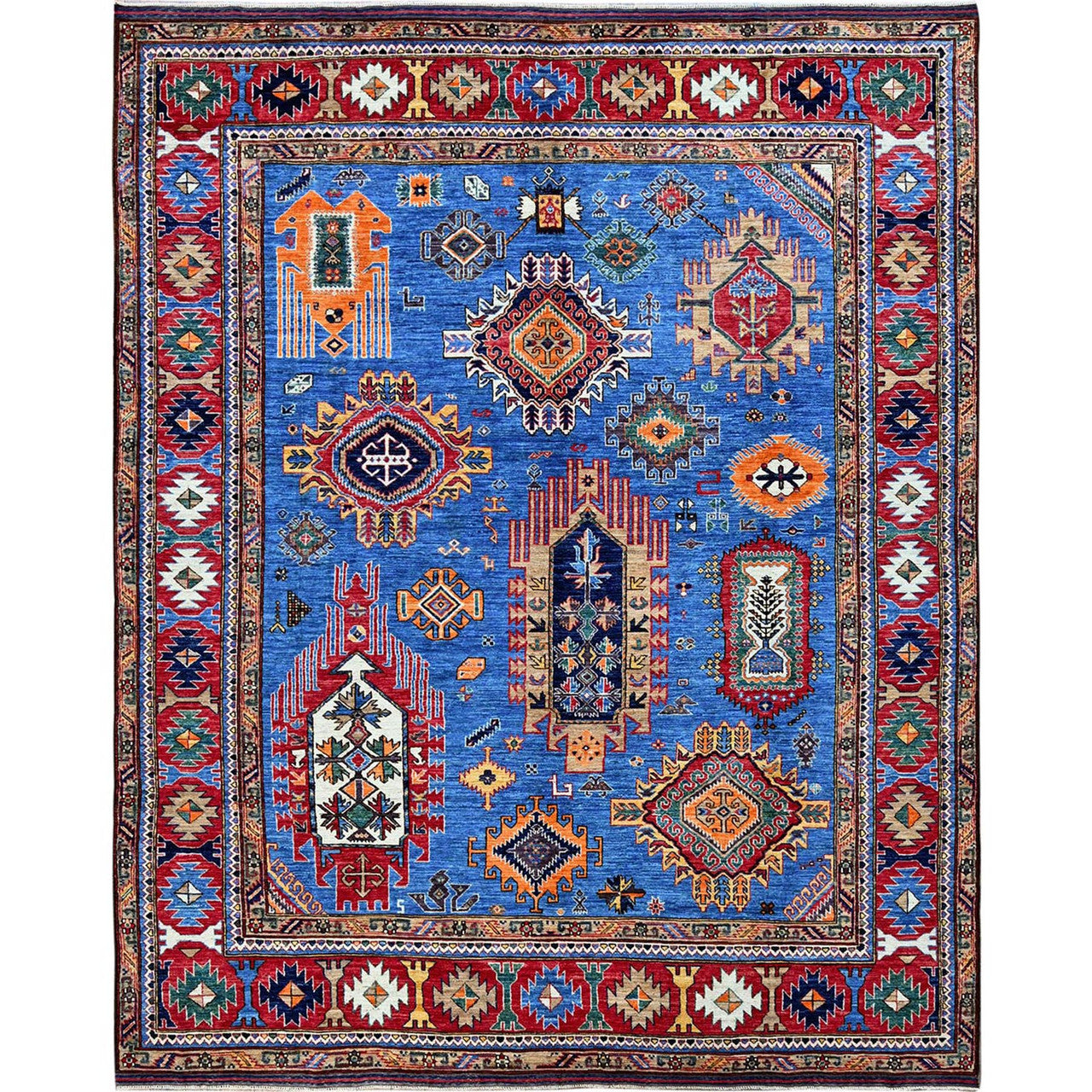 Kazak Wool Hand Knotted Rug Blue 8.1x9.10 -O0552