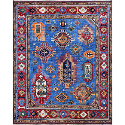 Kazak Wool Hand Knotted Rug Blue 8.1x9.10 -O0552