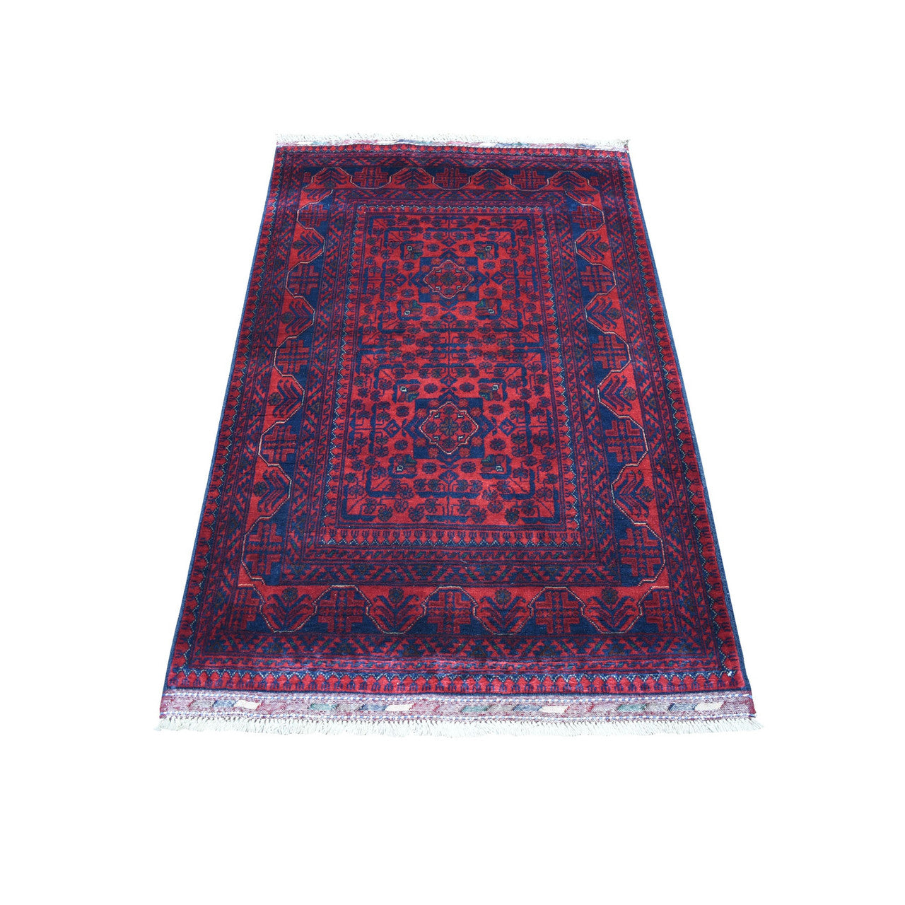 Tribal & Geometric Wool Hand Knotted Rug Red No Border 3.3X5.0 -O055365
