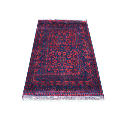 Tribal & Geometric Wool Hand Knotted Rug Red No Border 3.3X5.0 -O055365