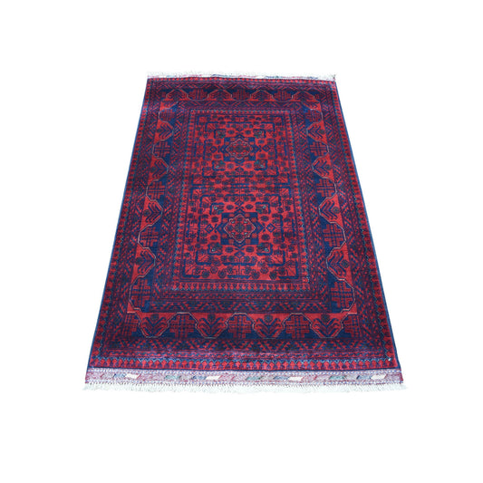 Tribal & Geometric Wool Hand Knotted Rug Red No Border 3.3X5.0 -O055365