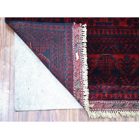Tribal & Geometric Wool Hand Knotted Rug Red No Border 3.3X5.0 -O055365