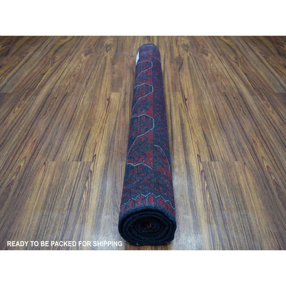 Tribal & Geometric Wool Hand Knotted Rug Red No Border 3.3X5.0 -O055365