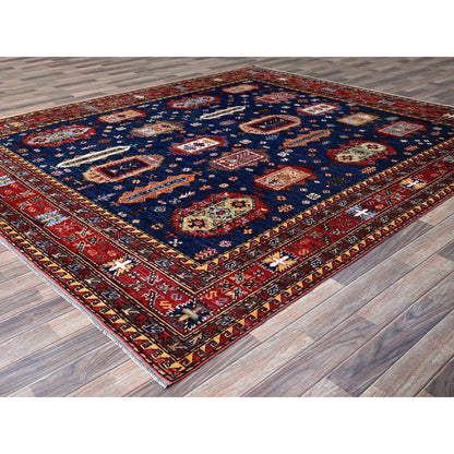 Kazak Wool Hand Knotted Rug Blue 8.5x9.8 -O0553