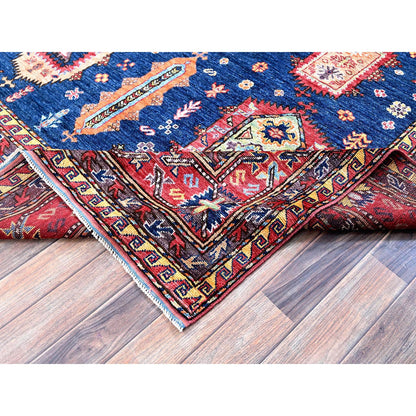 Kazak Wool Hand Knotted Rug Blue 8.5x9.8 -O0553