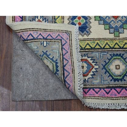 Kazak Wool Hand Knotted Rug Ivory Gray 3.2X4.10 -O055402