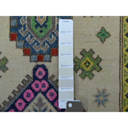 Kazak Wool Hand Knotted Rug Ivory Gray 3.2X4.10 -O055402