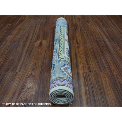 Kazak Wool Hand Knotted Rug Ivory Gray 3.2X4.10 -O055402