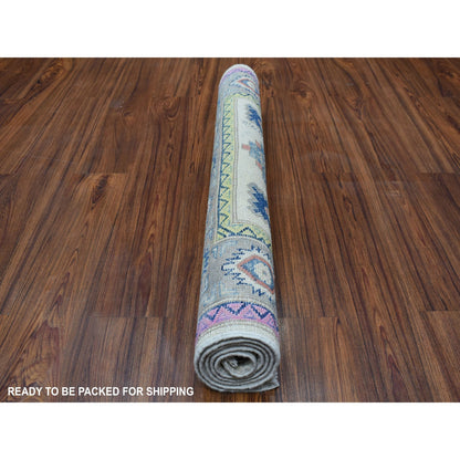 Kazak Wool Hand Knotted Rug Ivory Charcoal Gray 3.1X4.9 -O055410