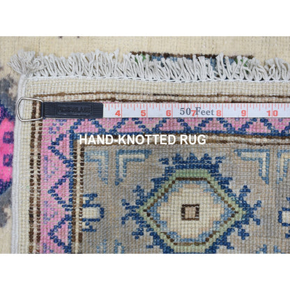 Kazak Wool Hand Knotted Rug Ivory Charcoal Gray 3.1X4.9 -O055410