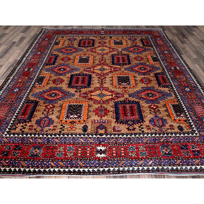 Kazak Wool Hand Knotted Rug Beige 8.1x9.7 -O0554