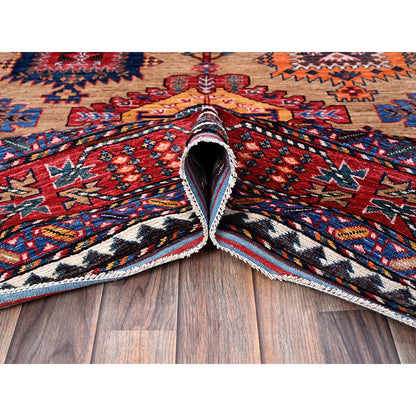 Kazak Wool Hand Knotted Rug Beige 8.1x9.7 -O0554