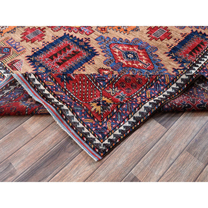 Kazak Wool Hand Knotted Rug Beige 8.1x9.7 -O0554