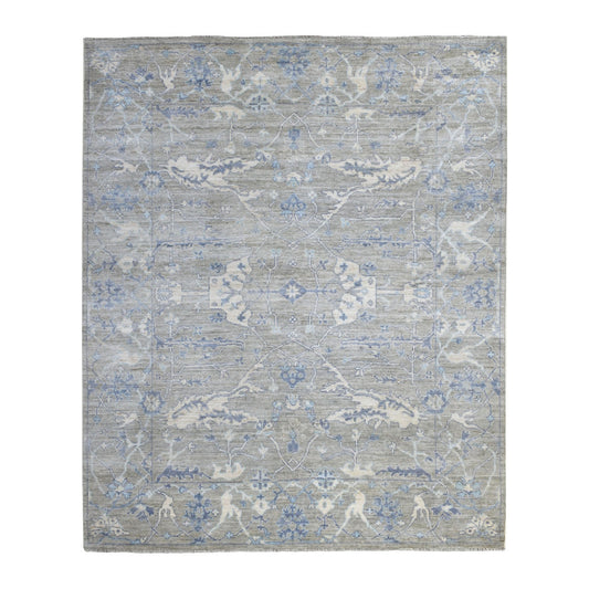 Oushak And Peshawar Wool Hand Knotted Rug Grey Gray 8.4X9.9 -O055520