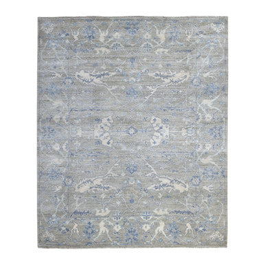 Oushak And Peshawar Wool Hand Knotted Rug Grey Gray 8.4X9.9 -O055520