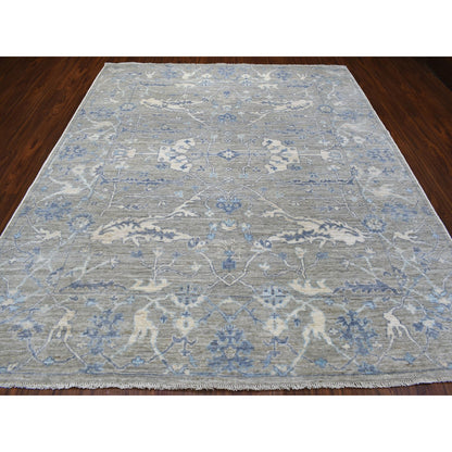 Oushak And Peshawar Wool Hand Knotted Rug Grey Gray 8.4X9.9 -O055520