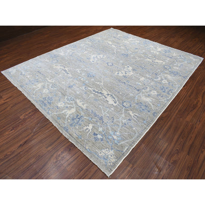 Oushak And Peshawar Wool Hand Knotted Rug Grey Gray 8.4X9.9 -O055520