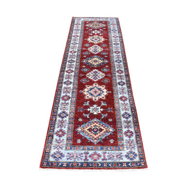 Kazak Wool Hand Knotted Rug Red Grey 2.8X8.7 -O055534