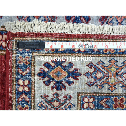 Kazak Wool Hand Knotted Rug Red Grey 2.8X8.7 -O055534