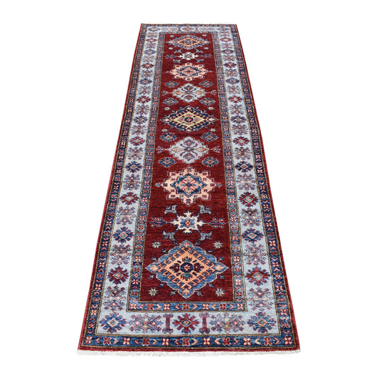 Kazak Wool Hand Knotted Rug Red Grey 2.7X8.6 -O055536
