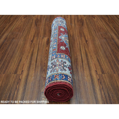Kazak Wool Hand Knotted Rug Red Grey 2.7X8.6 -O055536