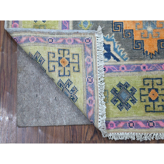 Kazak Wool Hand Knotted Rug Grey Green 3.2X4.9 -O055545
