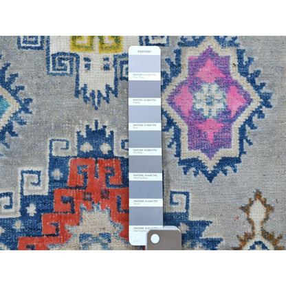 Kazak Wool Hand Knotted Rug Grey Ivory 3.1X4.10 -O055550