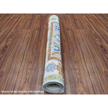 Kazak Wool Hand Knotted Rug Grey Ivory 3.1X4.10 -O055550