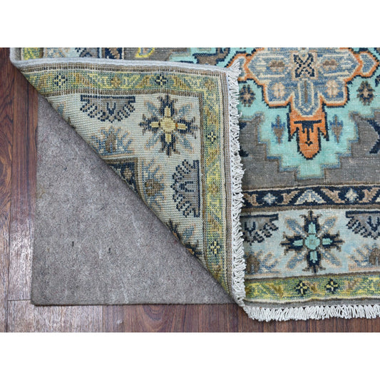 Kazak Wool Hand Knotted Rug Grey Ivory 3.3X5.0 -O055555