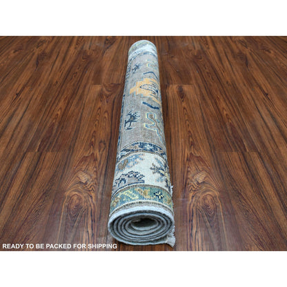 Kazak Wool Hand Knotted Rug Grey Ivory 3.3X5.0 -O055555
