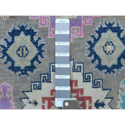 Kazak Wool Hand Knotted Rug Grey Ivory 2.7X7.10 -O055574