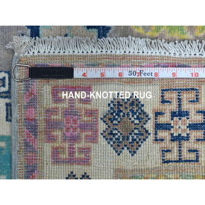 Kazak Wool Hand Knotted Rug Grey Ivory 2.7X7.10 -O055574