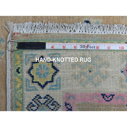 Kazak Wool Hand Knotted Rug Grey Ivory 2.6X8.0 -O055580