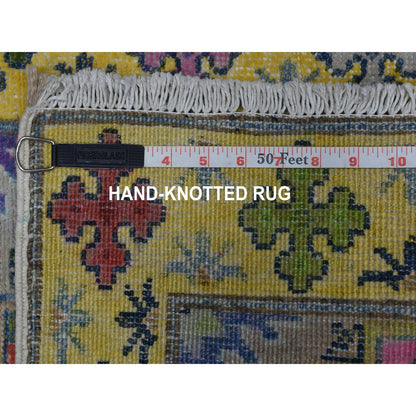 Kazak Wool Hand Knotted Rug Grey Yellow 1.10X2.9 -O055596