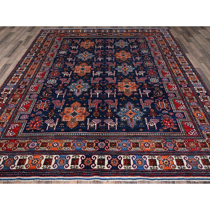 Kazak Wool Hand Knotted Rug Blue 8.4x9.6 -O0555