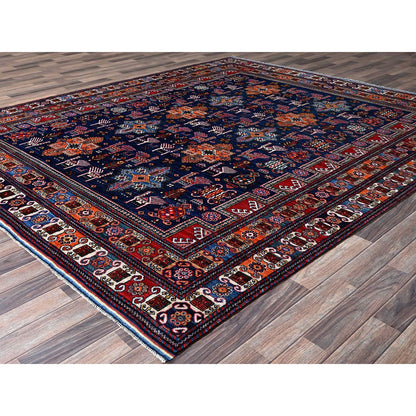 Kazak Wool Hand Knotted Rug Blue 8.4x9.6 -O0555